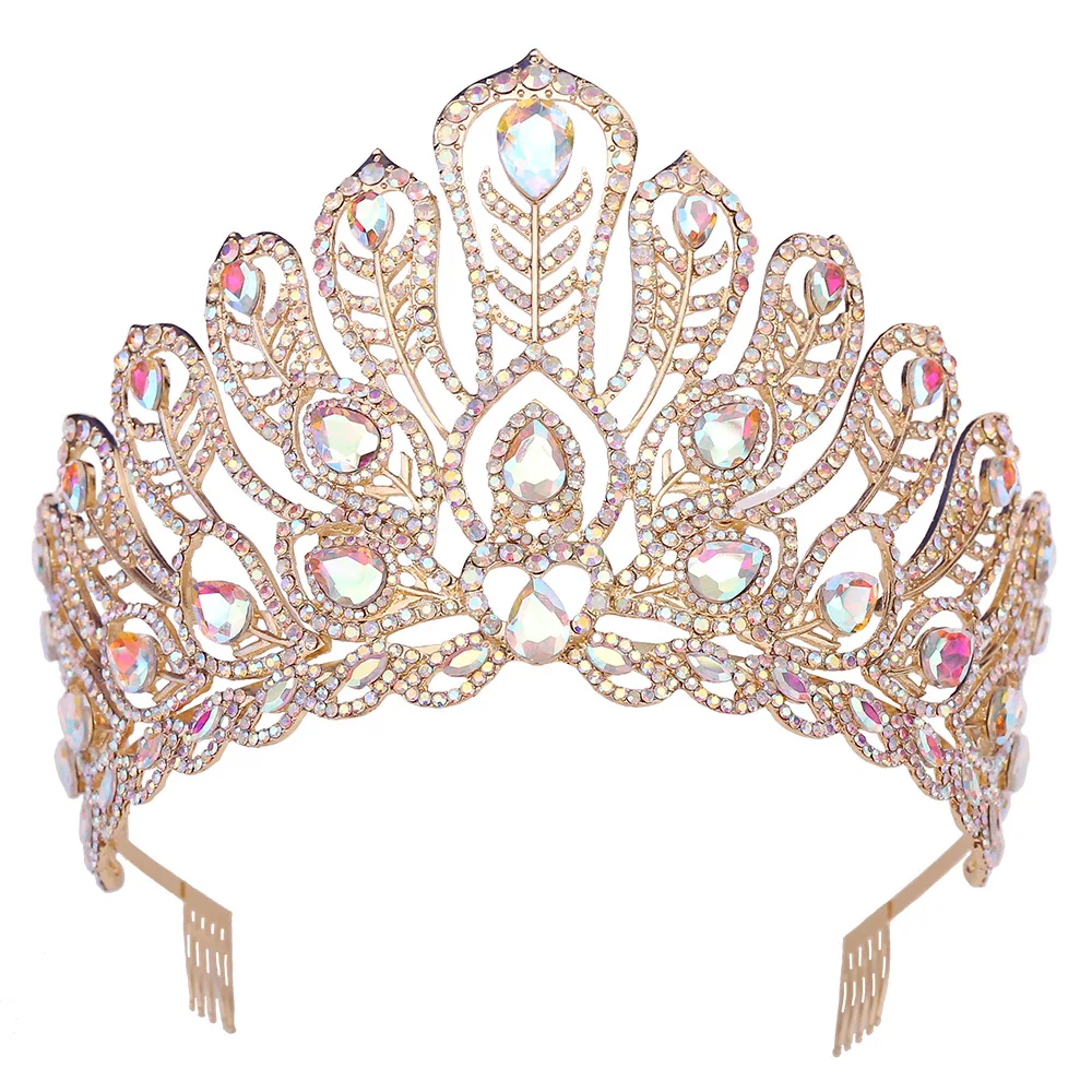 Luxury Bridal Crown Butterfly Crystall Wedding Tiara Golden Alloy Queen Party Jewelry Hair Accessories hair accessory,bridal headwear