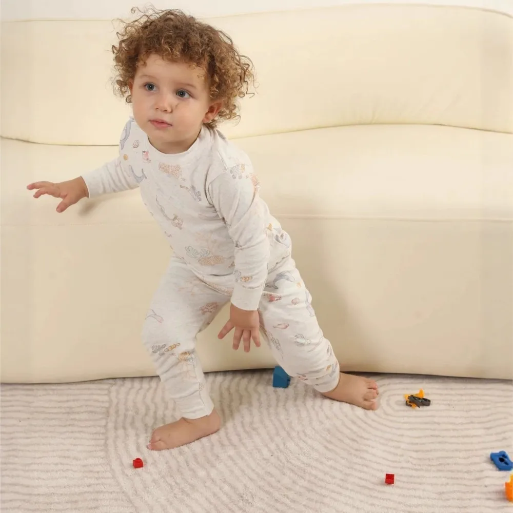 Kids Cartoon Animal Pajama Set Toddler Boys Girls Long Sleeve Cotton Sleepwear Children's Squirrel/Bear/Whale Homewear Outfit