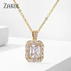ZAKOL Simple Shiny AAA Cubic Zirconia Rectangle Pendant Necklaces Glamour Bridal Wedding Chain Necklace Fashion Jewelry NP1018 1
