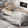 47.2" Lift Top Coffee Table with 2 Storage Drawers and Hidden Compartment Seventable Coffee Table ,Retro Center Table 6