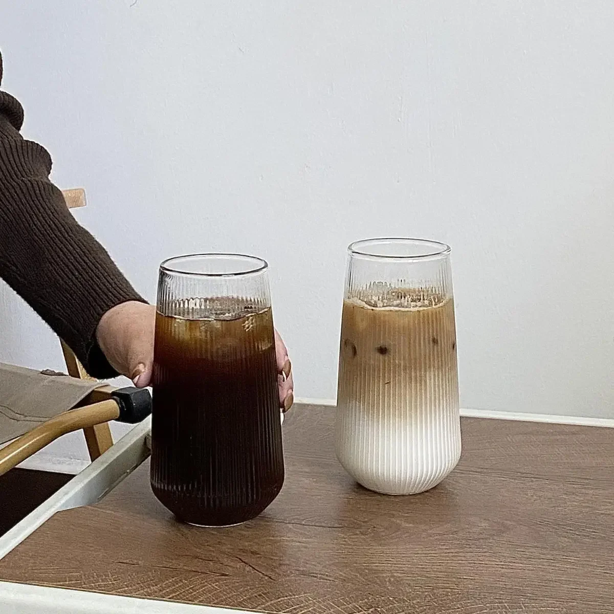 Heat-Resistant Rib Luxury Coffee Glass Water Cups Vertical Stripes Tea Mug for Drinking Milk Beer Wine Juice Tumblers Cup Party