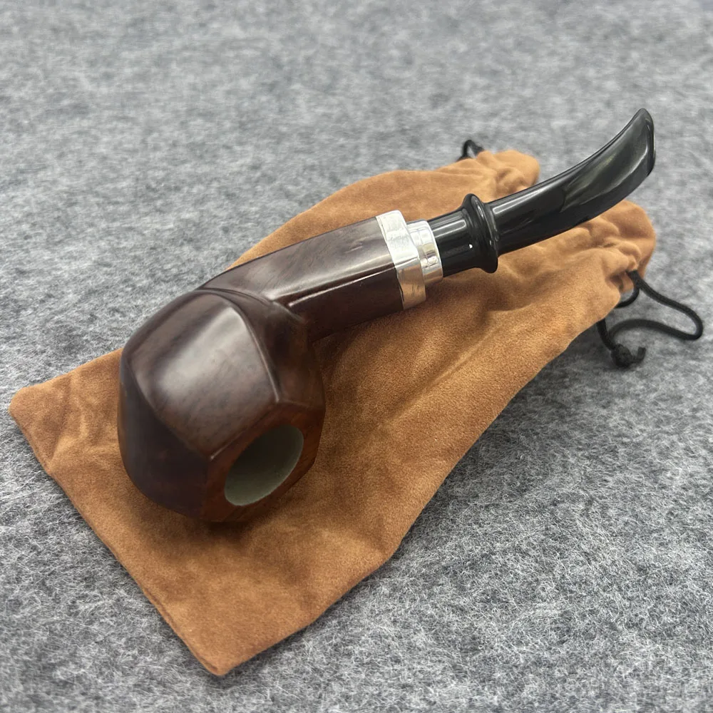 1pcs Natural Ebony Wood Wooden Tobacco Pipe Sandalwood Smoking Pipe Filter Smoke