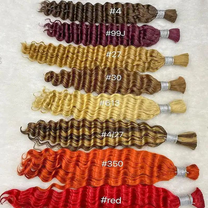 Human Hair Extensions Red Deep Wave Hair Bulk for Boho Braids Human Hair Extensions No Weft Blonde Red Curly 613 Vietnamese 30inch