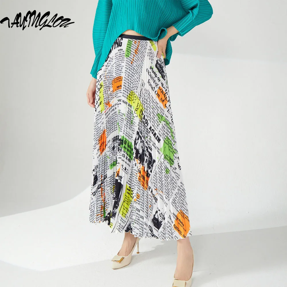 

Skirts For Women 2023 Trendy Fashion Half-body Skirt Letter High Waist Draped Loose Casual Pleated Skirts Office Lady Clothing
