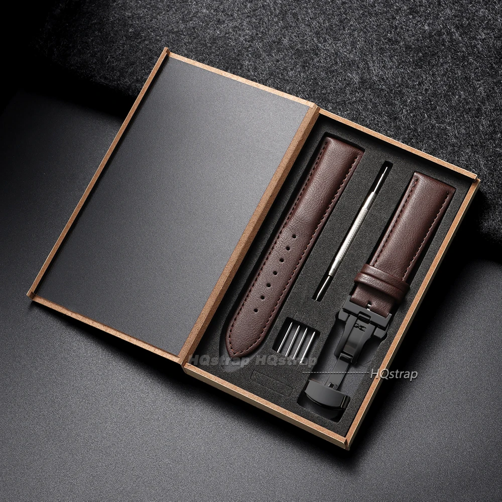 Elegant Calfskin Watch Band with Butterfly Clasp
