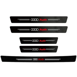 Premium Leather Car Door Sill Plate Paint Protectors Stickers (5Pcs Audi)