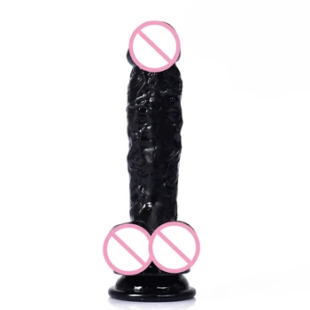 Black Dildo Female Masturbation Sex Toy Gay Realistic Big Cock With Sucker Soft Cock Rubbing Orgasm Adult Male Cavity Door Dildo 2