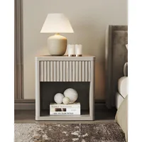 NightStand Set of 2 with Drawer Storage Bedside Table End Table Large Modern Wood Wide Bedside Stand Mid Century Night Stands 2