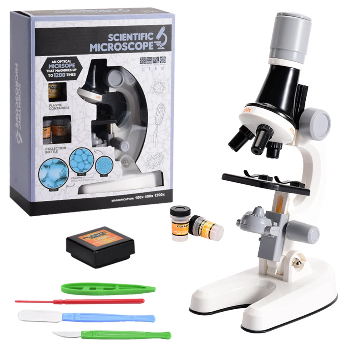 100X 400x 2000X Microscopio ottico monoculare Scuola elementare Bambini Scienza Microscopio portatile Biologia sperimentale 2023