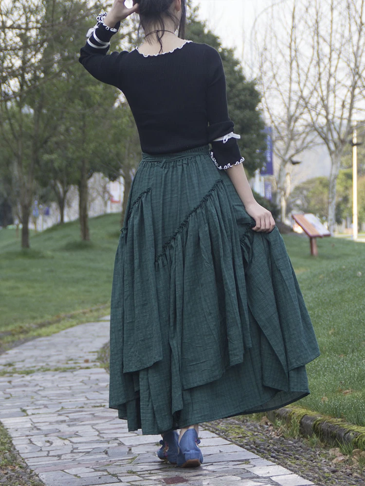 Jupe Longue Fille Cherokee Grise Et Verte - Taille 14/16, Occasion Très Bon état