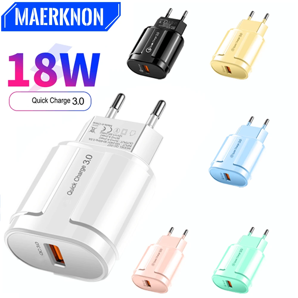 

Quick Charge 3.0 USB Charger Portable QC 3.0 18W Fast Charging Adapter Wall Mobile Phone Charger For iPhone Samsung Xiaomi 12