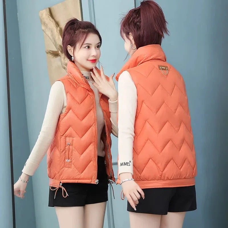 

Женский пуховой хлопковый жилет, новый корейский короткий жилет с воротником-стойкой, куртка без рукавов, женский жилет, верхняя одежда на осень и зиму