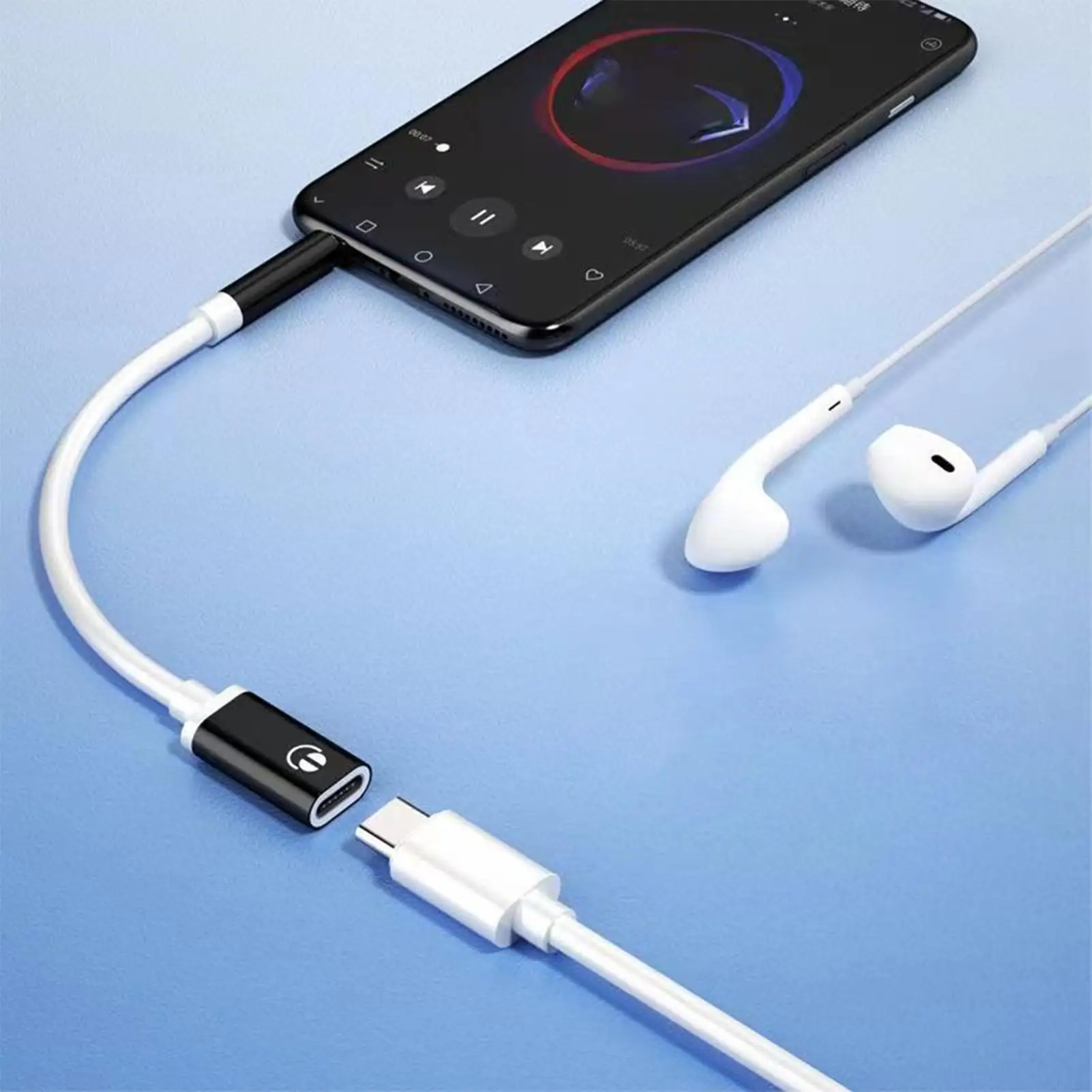 USB C-Aux 오디오 동글 케이블 3.5mm 잭 변환기 Type-C 변환기 이어폰 어댑터 3.5mm 남성-Type-C 여성 헤드폰