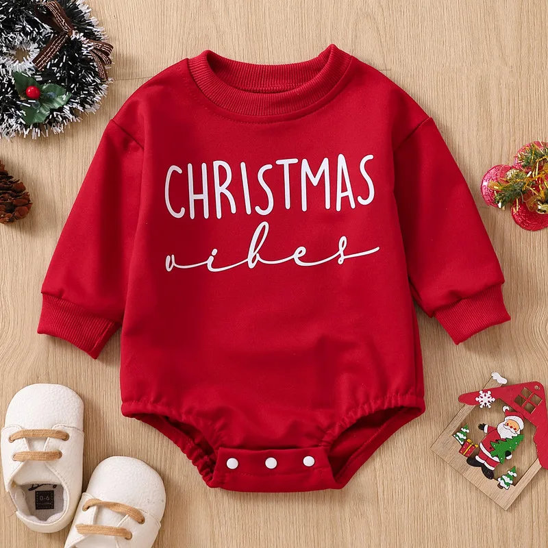 

Christmas Baby Girl Boy Clothes Newborn Fall Winter 2022 Bodysuit Jumpsuits Long Sleeve Letter Baby Clothing 0 to 18 Months