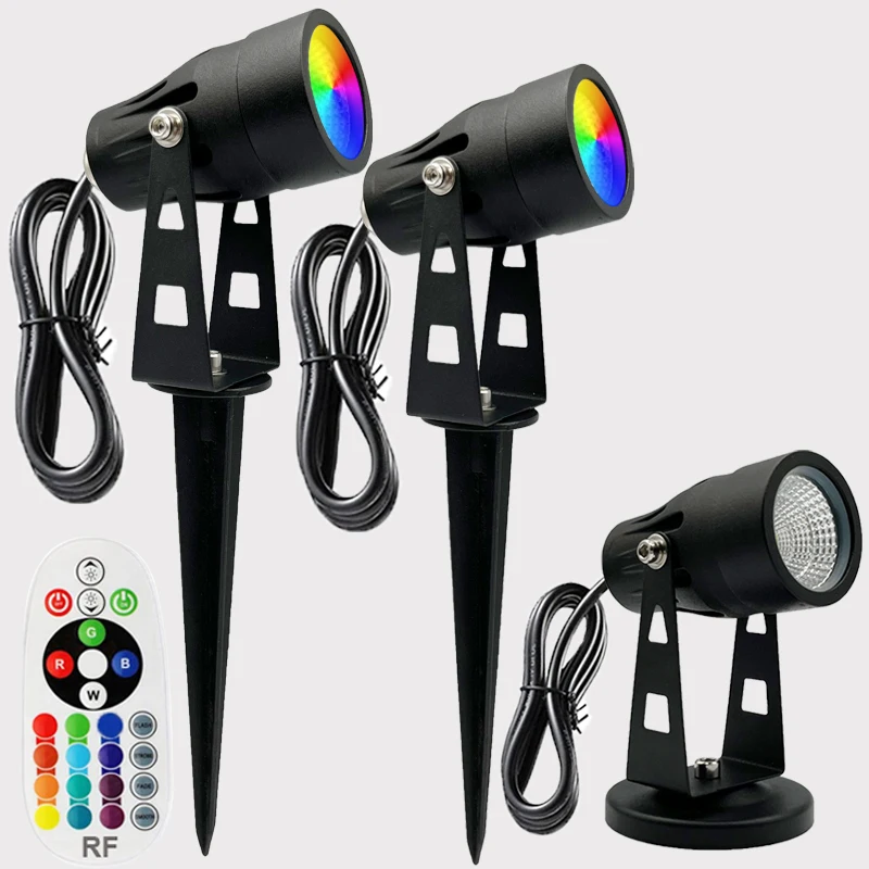 Lawn Lamp LED RGB Warm White Landscape Lighting 6W Waterproof Garden Pathway Yard Tree Outdoor Spotlight with Remote Control Garden Lighting