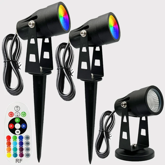 Led Gyeplámpa Rgb Meleg Fehér Tájvilágítás 6W Vízálló Kerti Útvonal Udvari Fa Kültéri Reflektorfényrel Távirányítóval