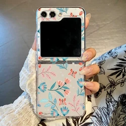 Purple Floral Transparent Folding Phone Case Cover - Galaxy ZFlip7 FE (A427)