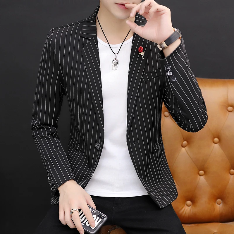 Spring High Quality New Men's Fashion Korean Version Slim Handsome Trend Business Casual Four Seasons Blazers Coats D403