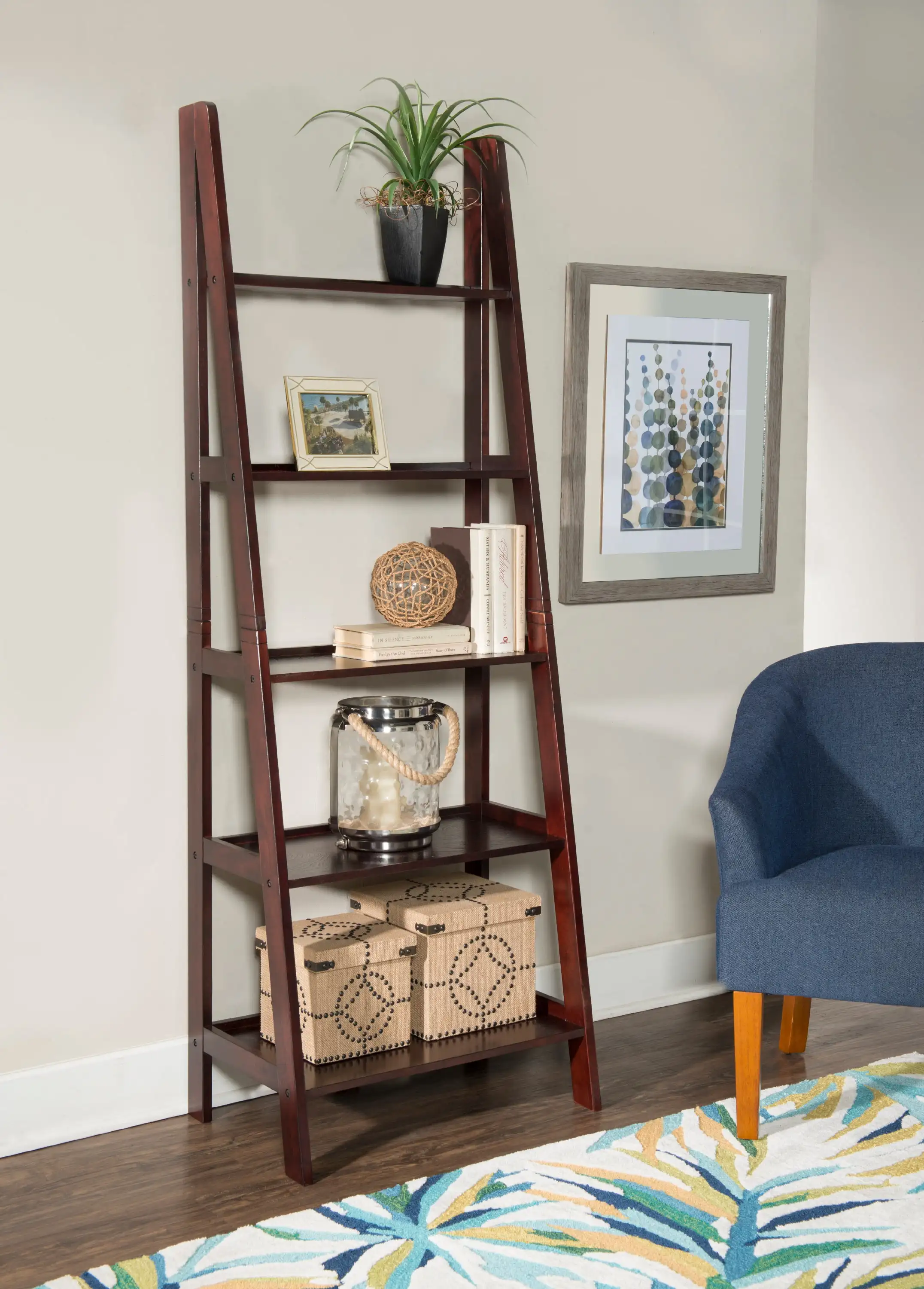 

Linon Edson 5-Shelf Ladder Bookcase, 72" Height, Espresso Finish