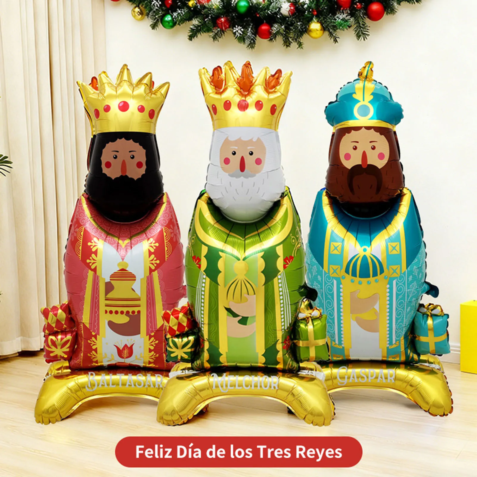 Los Reyes Magos Party-Luftballons, 3-teilig, königsförmig, stehend, Kindertagszubehör, aufblasbarer Urlaubsballon, Party-Dekoration – Detail 1