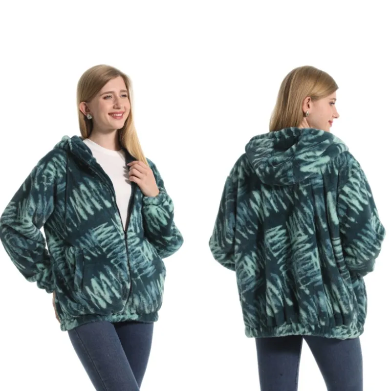 Winter Plush Fleece Warm Coat Unisex for Adults Flannel Faux Fur Double Layer Soft Warm Hoodie Sweatshirt