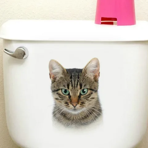 

Fashion 3D Cats Toilet Stickers Lovely Animal Wall Decal Lovely Blue Cat Home Decor Art PVC Vinyl Bathroom Decoration Waterproof