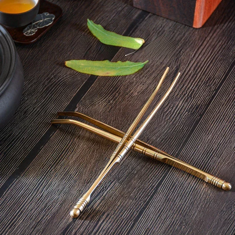 Brass Tea Clip Metal Toast Tong Pure Copper Toaster Bagel Bacon Tweezers Sugar Ice Tea Tong Teaware Kitchen Accessories Tool tea bag tongs