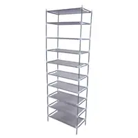 10-Tier Gray Non-Woven Fabric Shoe Rack - Easy Assembly Storage Organizer 1
