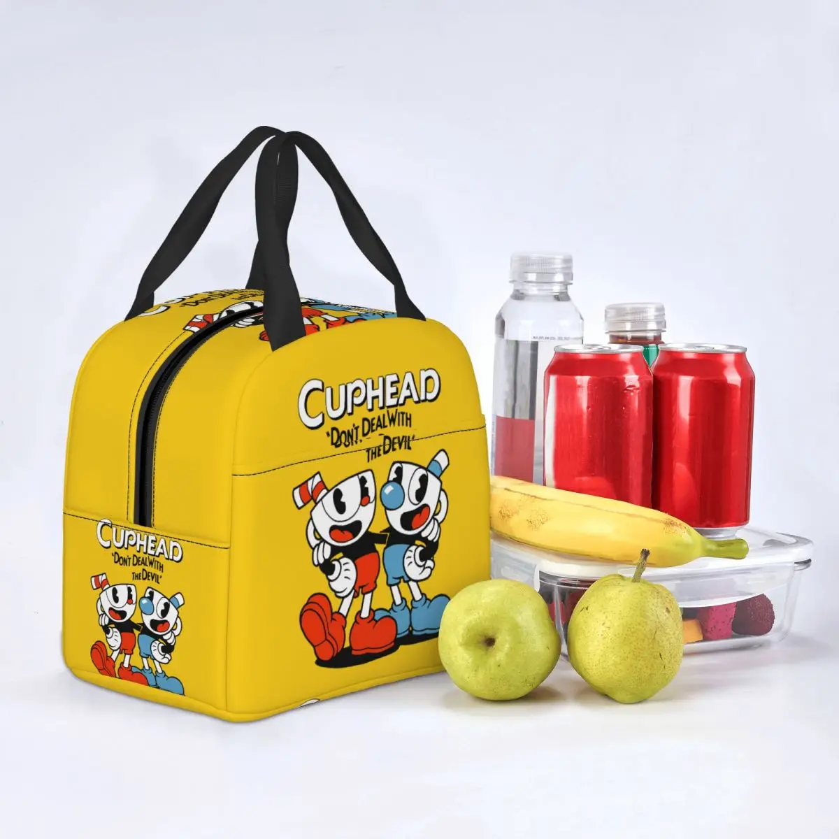 Game Cuphead Mugman Lunch Bag for Work School Waterproof Cooler Thermal Insulated Lunch Box Women Kids Food Tote Bags