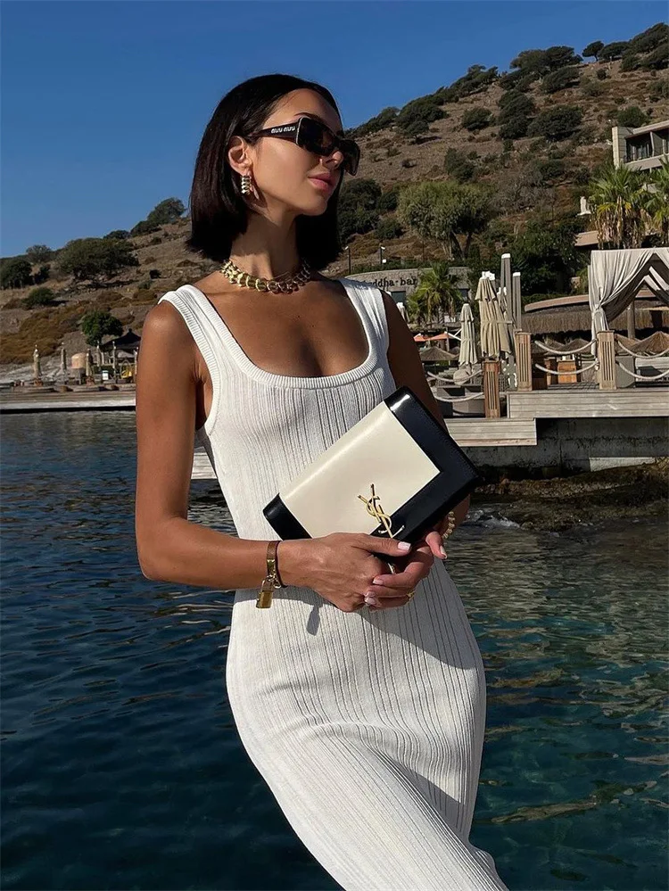 ワンピース ALPACA KNIT DRESS / WHITE THE SHISHIKUI Tossy White Knit Fashion Maxi Dress For Women Short Sleeve