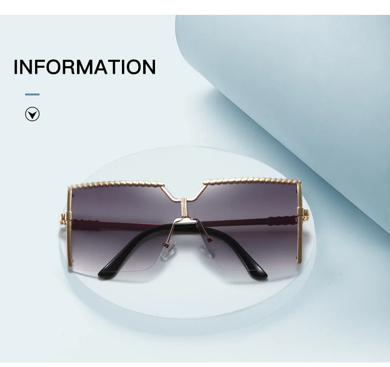 Übergroße Quadratische Sonnenbrille Frauen Männer Luxus Marke Vintage Metall Rahmen Sonnenbrille Driving Shades Reise Brillen Weibliche UV400 – Detail 3