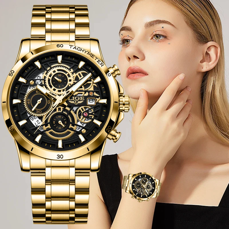 

LIGE 2023 New Creative Women Watch Fashion Sport Chronograph Quartz Watch Ladies Top Brand Luxury Waterproof Relogio Feminino