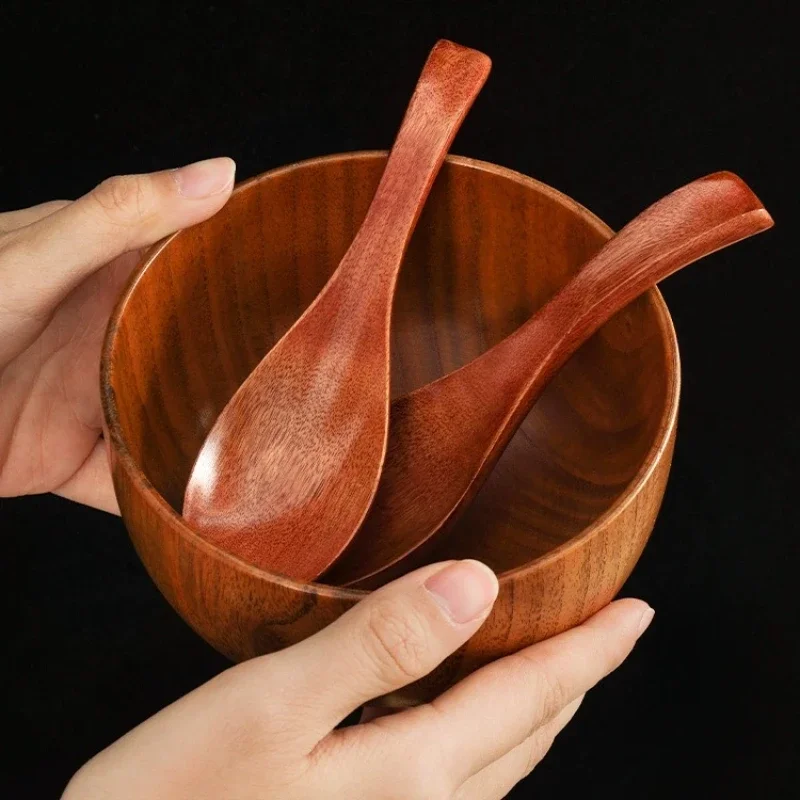 Wooden Spoon Long Handle Short Handle Soup Spoon Korean Japanese Kitchen Cooking Utensils Ramen