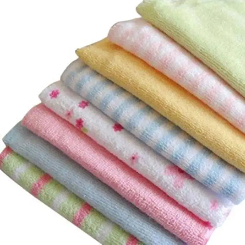Baby Towel 8PCS Baby Washcloths Soft Face Towels Natural Cotton Infant Bath Towel Baby Feeding Burp Cloth Bib Handkerchief Shower Gift