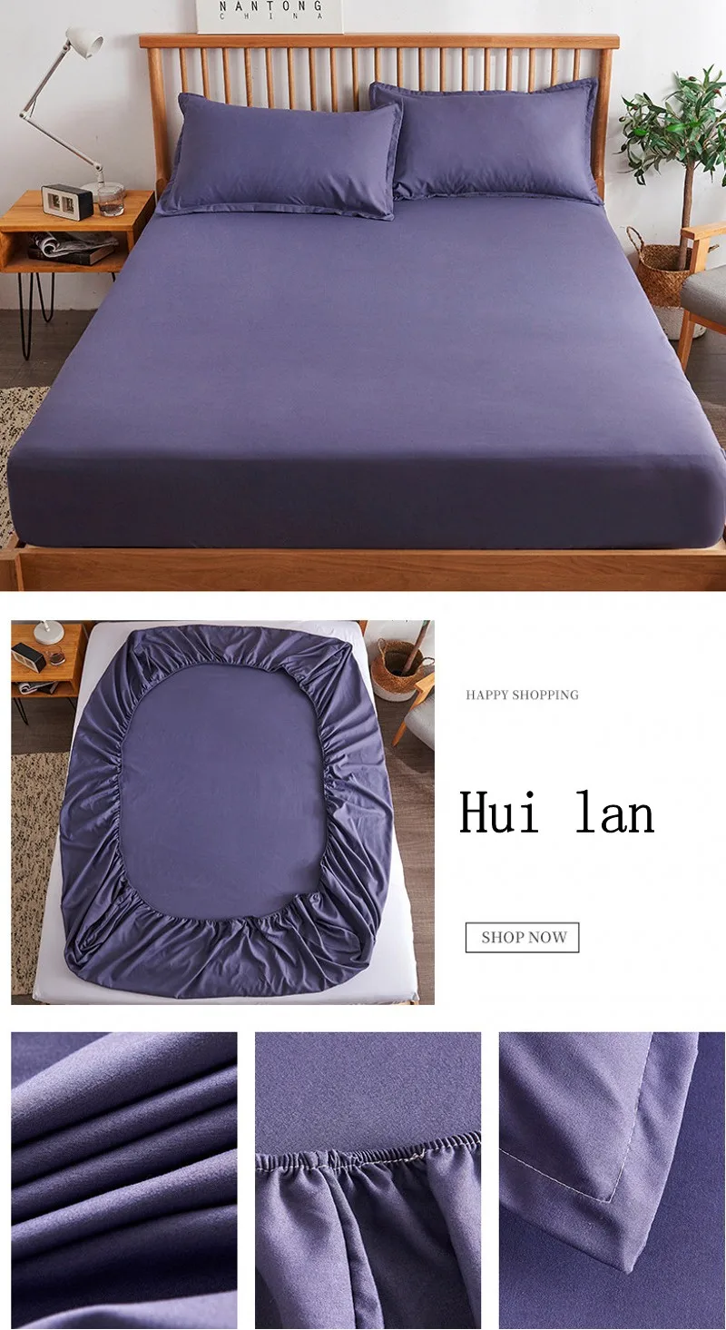 Description Picture 4 of item1 pcs 100% Cotton Fitted Sheet with Elastic Bands Non Slip Adjustable Mattress Covers for Single King Queen Bed 140/160/200cm