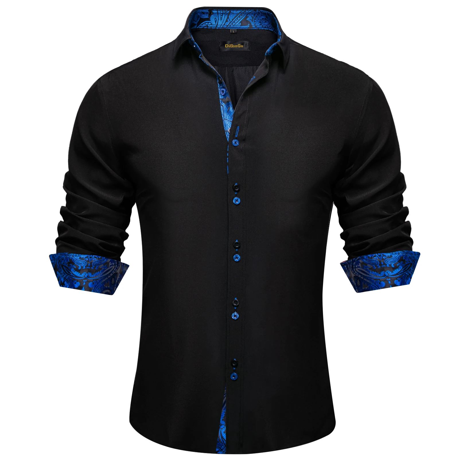 Chemise boutonnée à revers à manches longues pour hommes, de haute