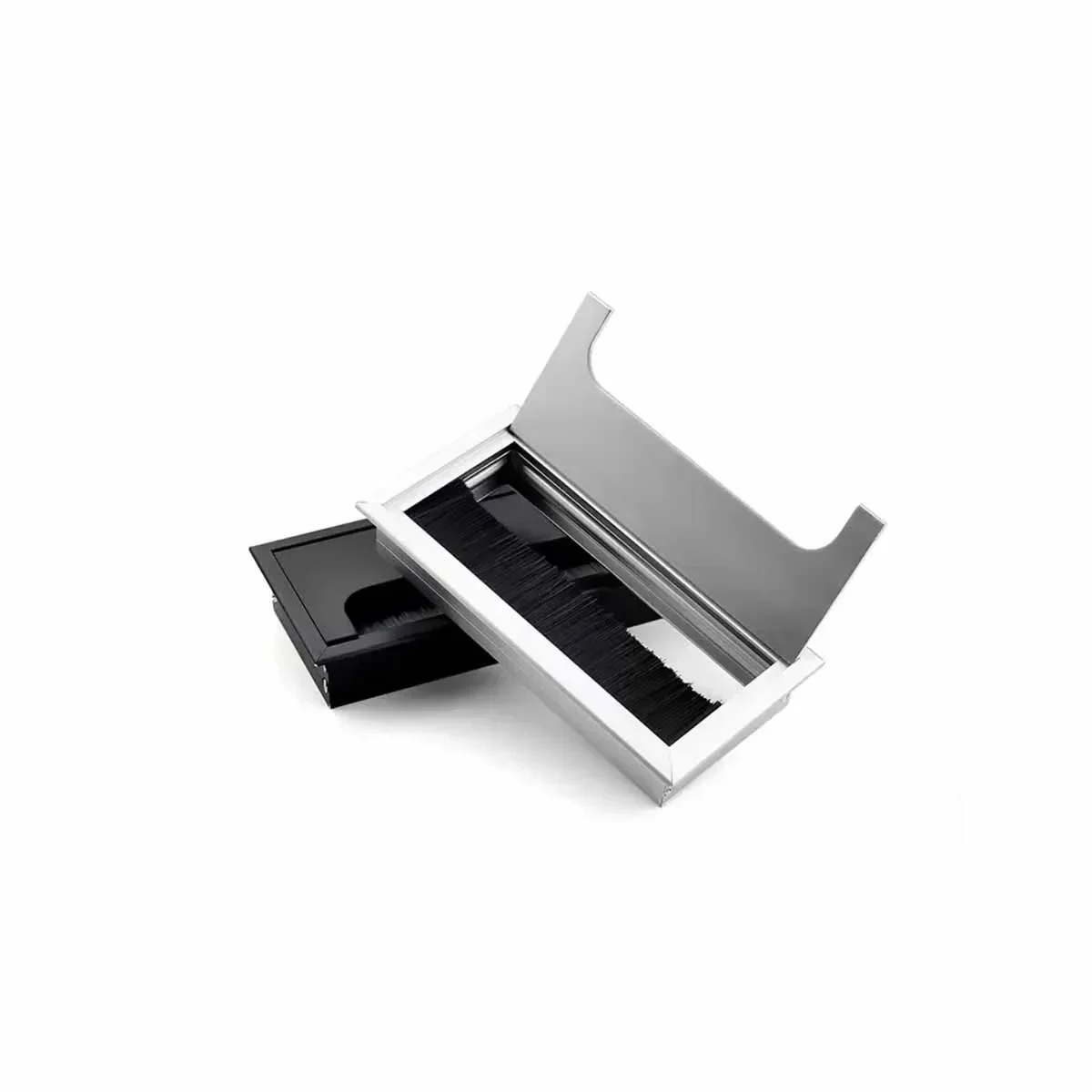 Tüllenplatte für Computertisch, verdickte Aluminiumlegierung, quadratisch, rechteckig, Drahtlochabdeckung – Detail 6