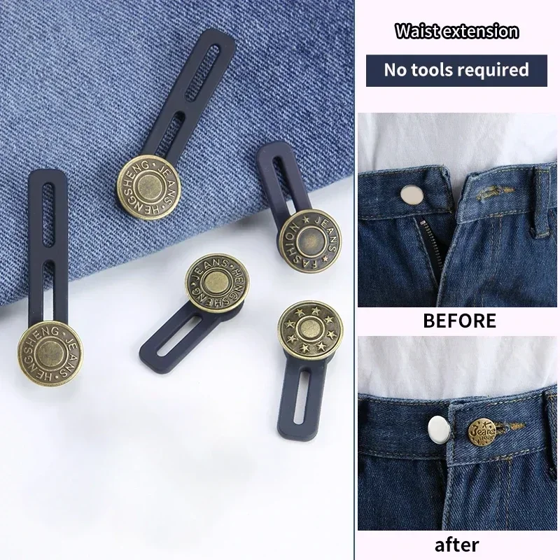 6 Stück Jeans- und Hosenknopfverlängerer: Universeller Taillenexpander für Damen und Herren, sofortige Lösung zur Erweiterung des Hosenbundes – Detail 2