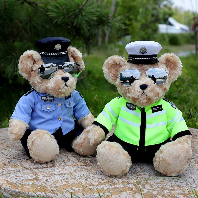 

25cm 2023 New Cartoon Kawaii Netflix Traffic Police Bear Plush Toy Creative Fashion Cute Traffic Police Bear Room Decorations