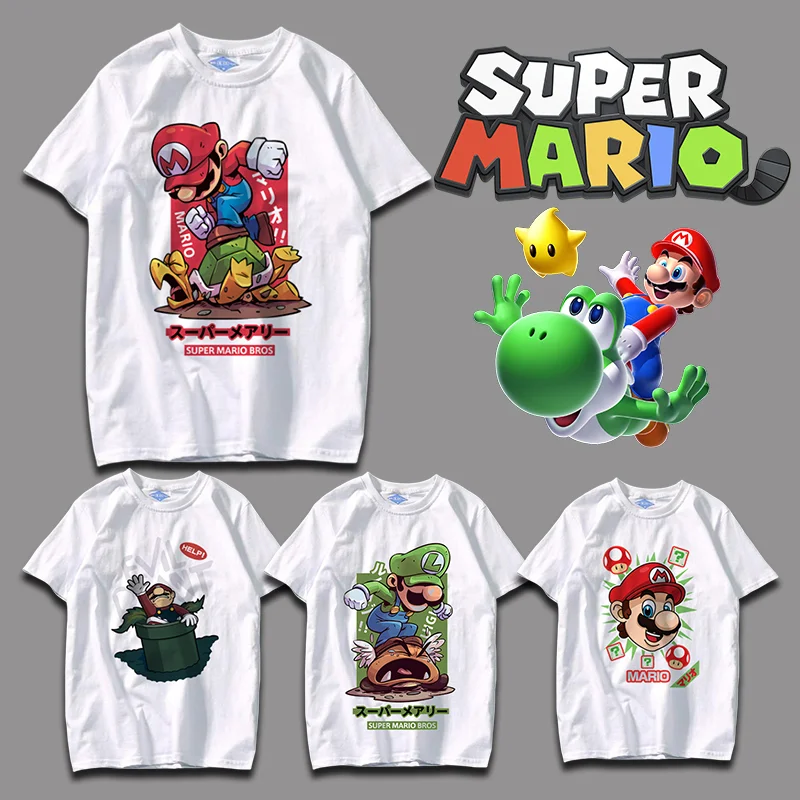 Super Mario Cartoon T-Shirt Comodi Vestiti Traspiranti Moda Creativa Personalizzata T Shirt Uomo Stampato Mario Kart Neck Short