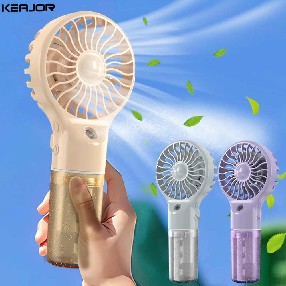 PortableMiniFanHandheldMistFanUSBRechargeableHandPortableHumidifierFanOutdoorSmall
