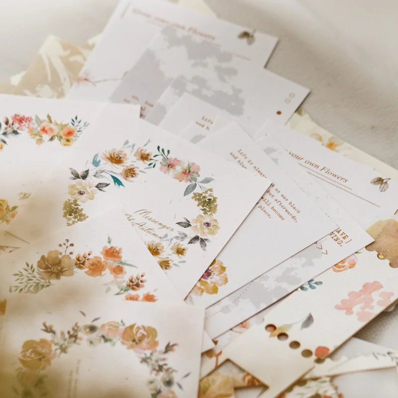 

Yoofun 35pcs/pack Creative Flower Scrapbooking Mixed Material Papers Collage Junk Journal Planner Card diy Paper Sticker Memos