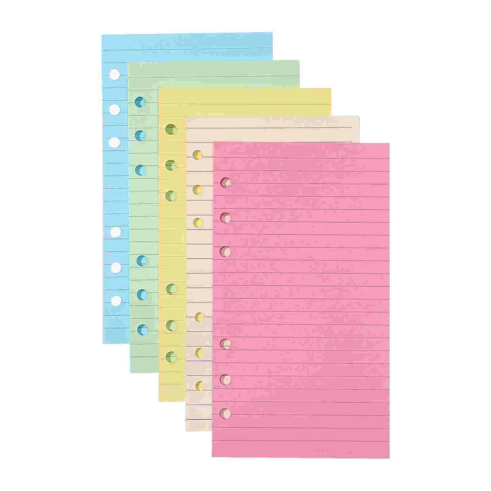 

Colorful 6- Hole Punched Ruled Refills Inserts Ruled Filler Paper for 6 Ring Personal Planner Organizer Binder, 5- Color, 50