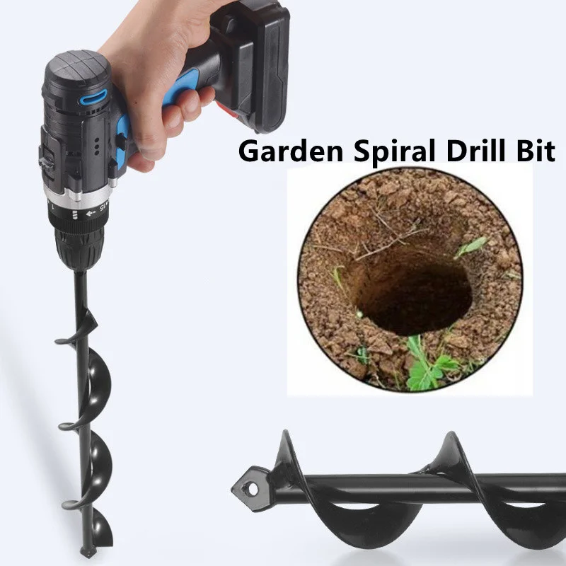 Garden Auger Spiral Drill Bit Flower Planter Bulb Shaft Auger Yard Gardening Earth Drill Planting Hole Digger Tool 2