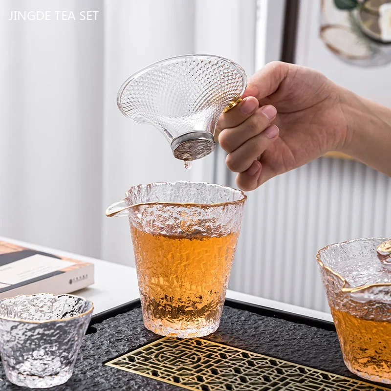 Light Luxury Glass Tea Set Home Gaiwan and Teacup Suit Office High-end Puer Tea Infuser Heat-Resistant Teaware Tea Cup  Sets
