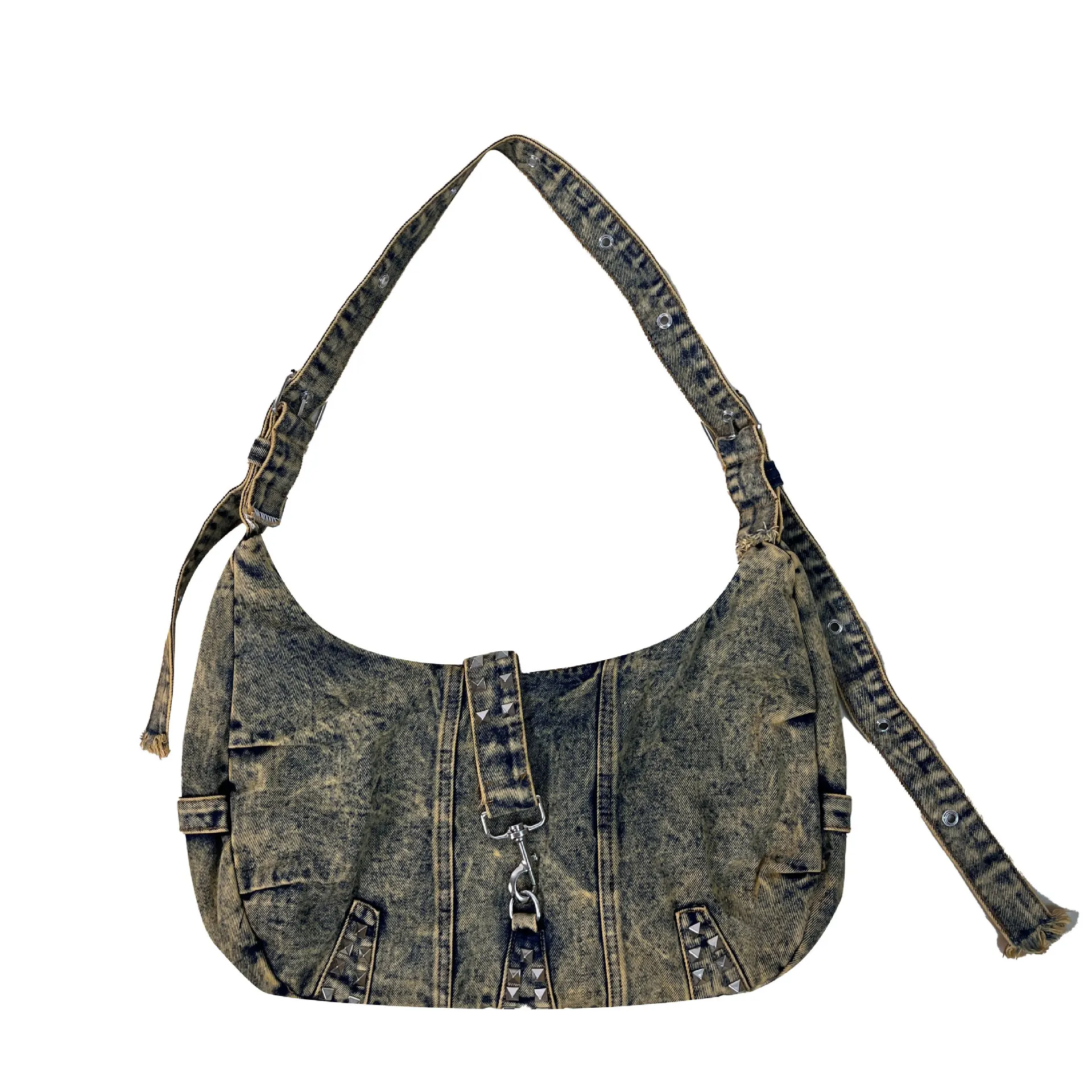 NEW Women Denim Shoulder Bag Simple Tote Handbag Large Capacity Chic Hobo Pattern Retro Tote Outdoor Travel Bag