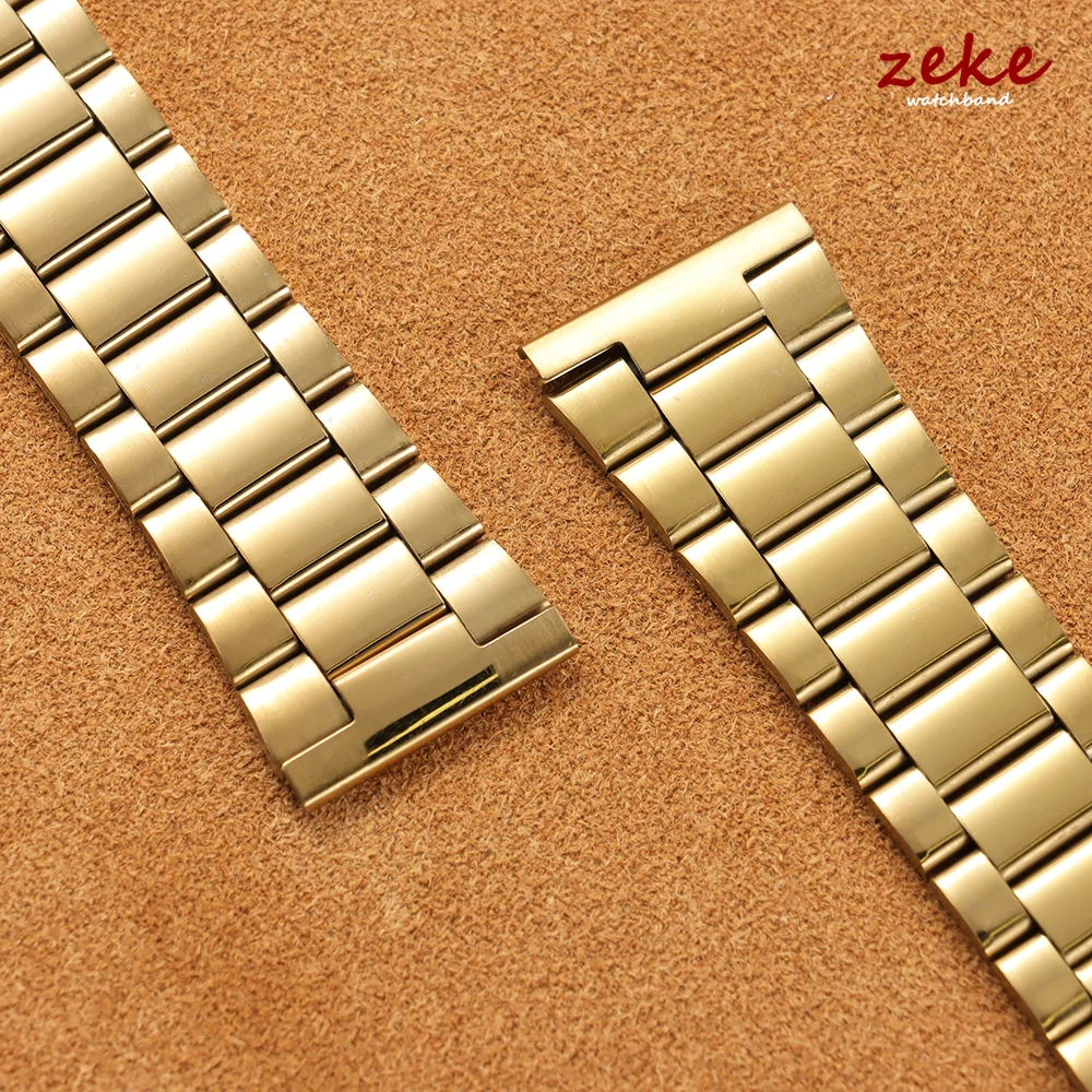 Elegant Silver Gold Stainless Steel Watch Band with Folding Buckle - Universal Metal Bracelet