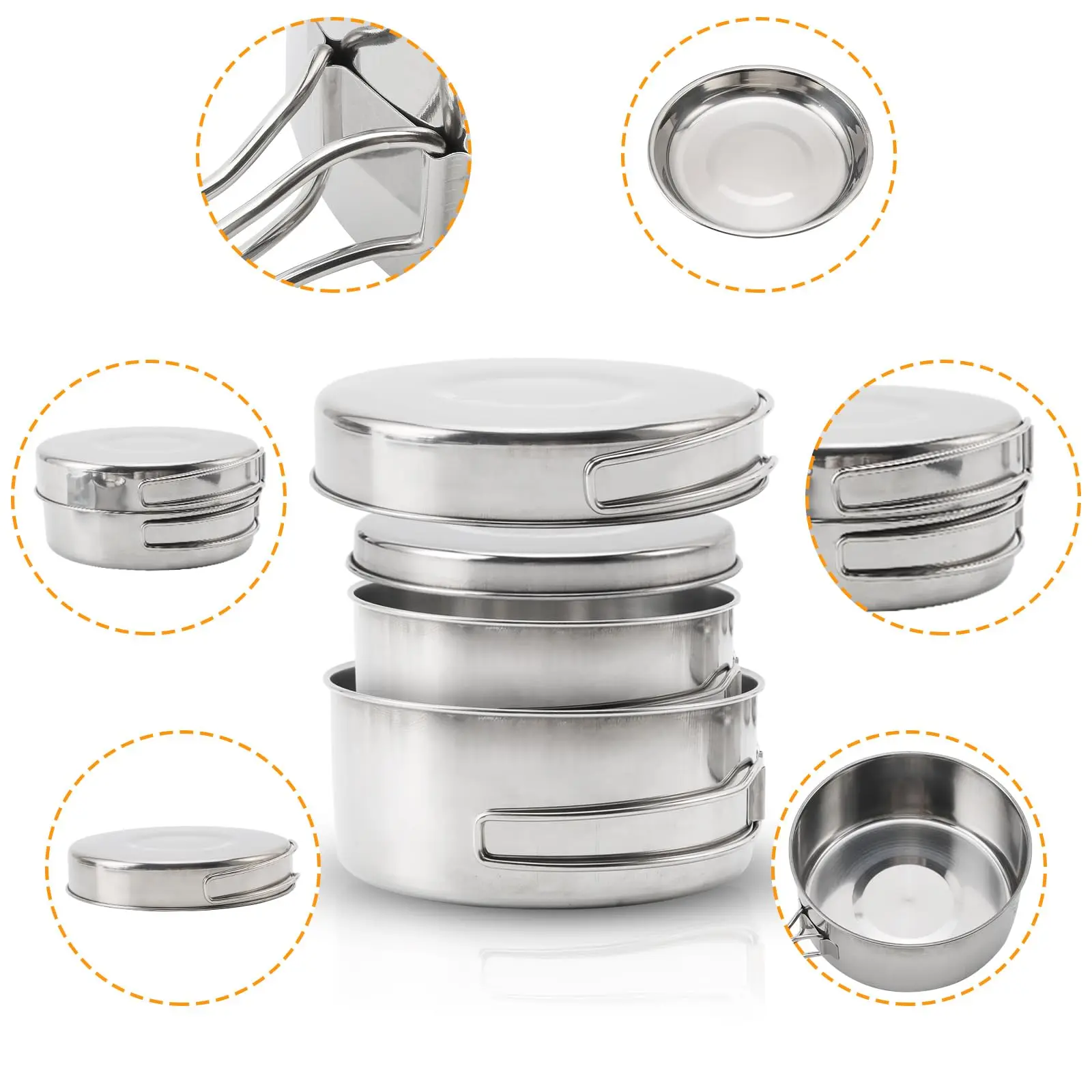 Outdoor Portable Cookware kit Lightweight and Foldable Suitable for Outdoor Travel Nature Hiking Fishing Picnicking Household