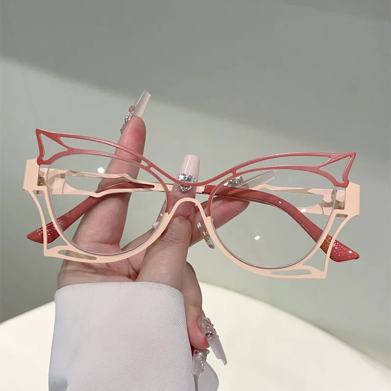 Anti-Blaulicht-Brillengestell für Damen, neue Mode, Vintage, übergroß, quadratisch, Katzenauge, Computer-Brille, Damen, elegante Farbtöne – Detail 18