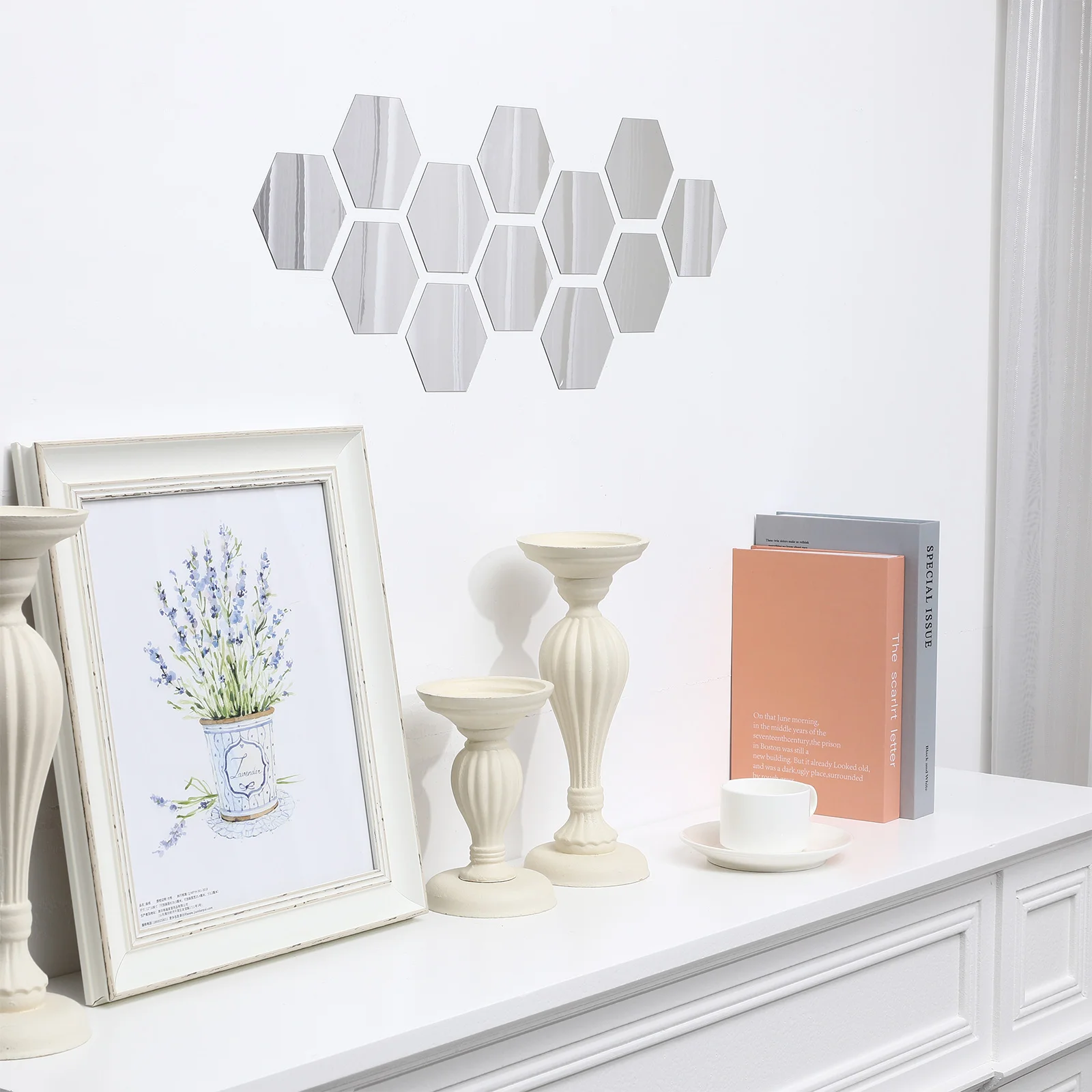 36 Pcs Hexagonal Acrylic Wall Mirror Stickers Decorative Mirrors Mirror Tiles Wall Decals Adhesive Sticker Glass Decor